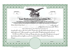 Professional Corporation Stock Certificates
