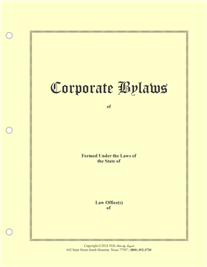 Corporation Minutes & Bylaws Printed Hardcopy