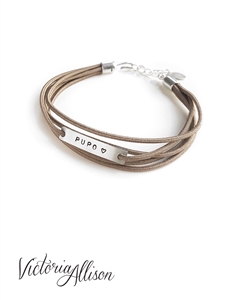 PUPO Bracelet, IVF Jewelry, Taupe Silk Wrap Style Bracelet, Infertility Jewelry, Sterling Silver, IVF Gift, Inspirational, Faux Wrap