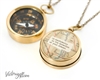 Working Compass Necklace with Vintage Map and Thoreau or Personalized Quote - Go Confidently In the Direction of Your Dreams