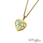 Small Portland Map Necklace on Vintage Heart Locket - Oregon Antique Map Jewelry