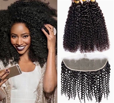 Afro Kinky Curly HD Frontal with Bundles