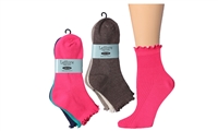 Wholesale Women's Tipi Toe Lettuce Edge 3-Pack Ankle Socks (60 Packs)