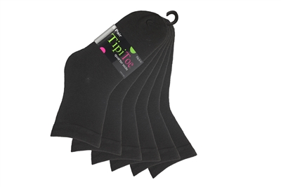 Wholesale Women's 6 Pairs per Pack Black Quarter Socks (30 Packs)