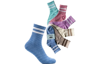 Wholesale Women's Tipi Toe Lettuce Edge 6-Pack Quarter Socks  (30 Packs)