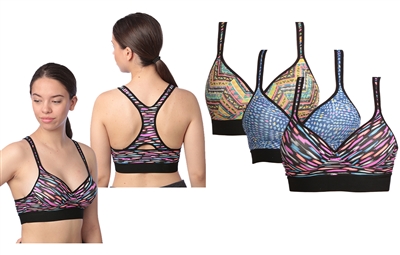 Wholesale Women's Cut Out Racer Back Sports Bra (48 Packs)