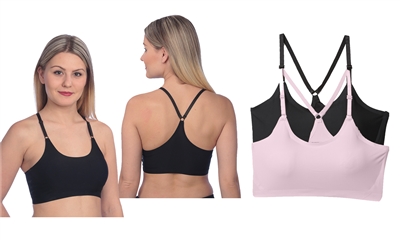 Wholesale Women's Seamless Cross Strap Removable Padded Sports Bra (48 pcs)