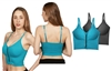 Women's Long Wireless Seamless Adjustable Straps Sports Bra, Zip Front Closure Removable Pads (48 Pcs)