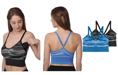Wholesale Women's Cross Adjustable Strap Sports Bra Removable Pads (48 Pcs)