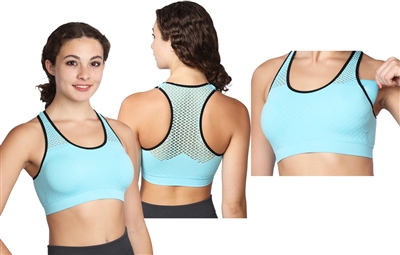 Wholesale Women's Seamless Removable Padded Racerback Mesh Sports Bra (48 pcs)