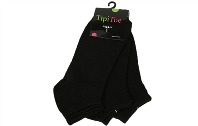 Wholesale Women's 3 Pack Solid Black Ankle Socks (60 Packs)