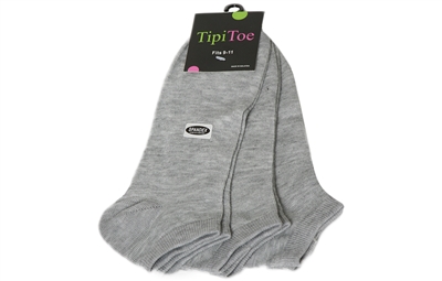 Wholesale Women's 3 Pack Solid Grey Ankle Socks (60 Packs)