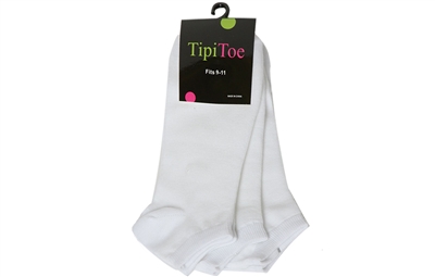 Wholesale Women's 3 Pack Solid White Ankle Socks (60 Packs)