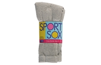 Wholesale Women's 3 Pack Grey Cotton Sports Crew Socks (60 Packs)