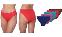 Wholesale Isadora Women's 5pcs Per Pack Assorted Colors Cotton Bikini Panties With Size Options (48 Packs)