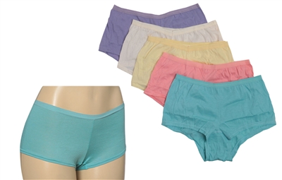 Wholesale Isadora Women's 5pcs Per Pack Boyleg Panties Assorted Colors With Size Options (24 Packs)