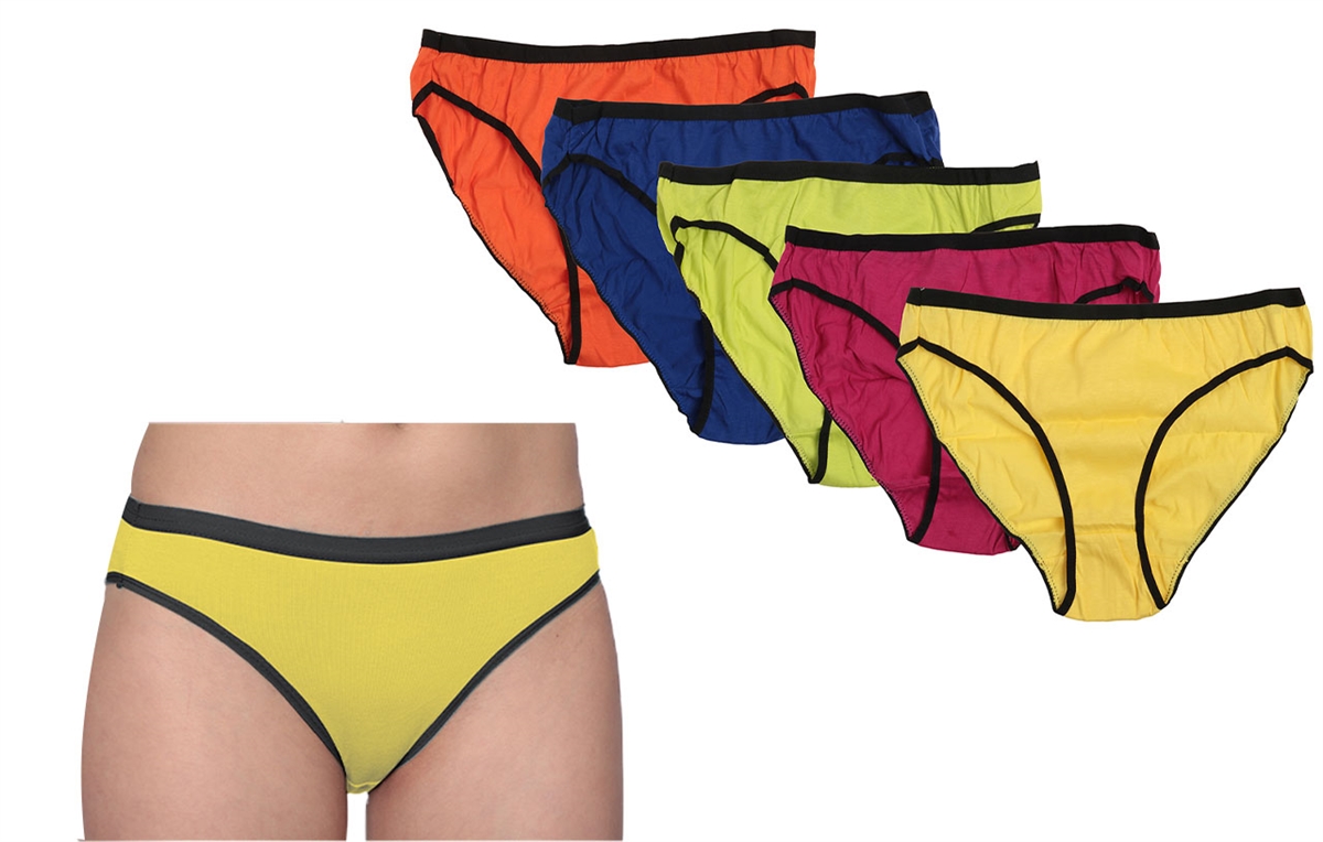 Wholesale Isadora Women's 5pcs Per Pack High Cut Panties Assorted Colors  With Size Options (48 Packs)