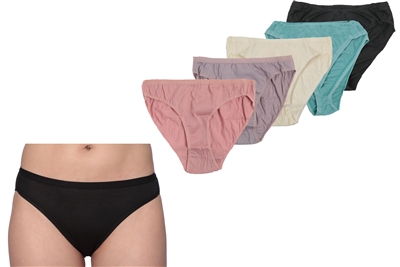 Wholesale Isadora Women's 5pcs Per Pack High Cut Panties Assorted Colors With Size Options (48 Packs)