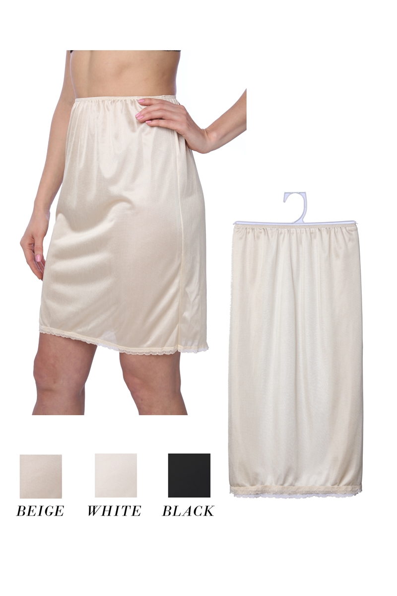 Wholesale Women's Skirt Slip Undergarments 3 Colors and Sizes Option  (Beige, White, Black) - (72 Pack)