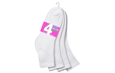 Wholesale Girl's 4 Pair Per Pack White Ankle Socks (45 Packs)