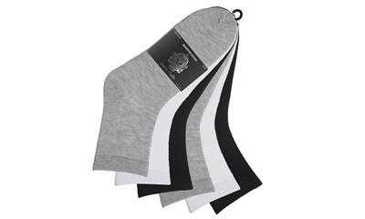 Wholesale Men's 6 Pairs per Pack Assorted Quarter Socks (30 Packs)