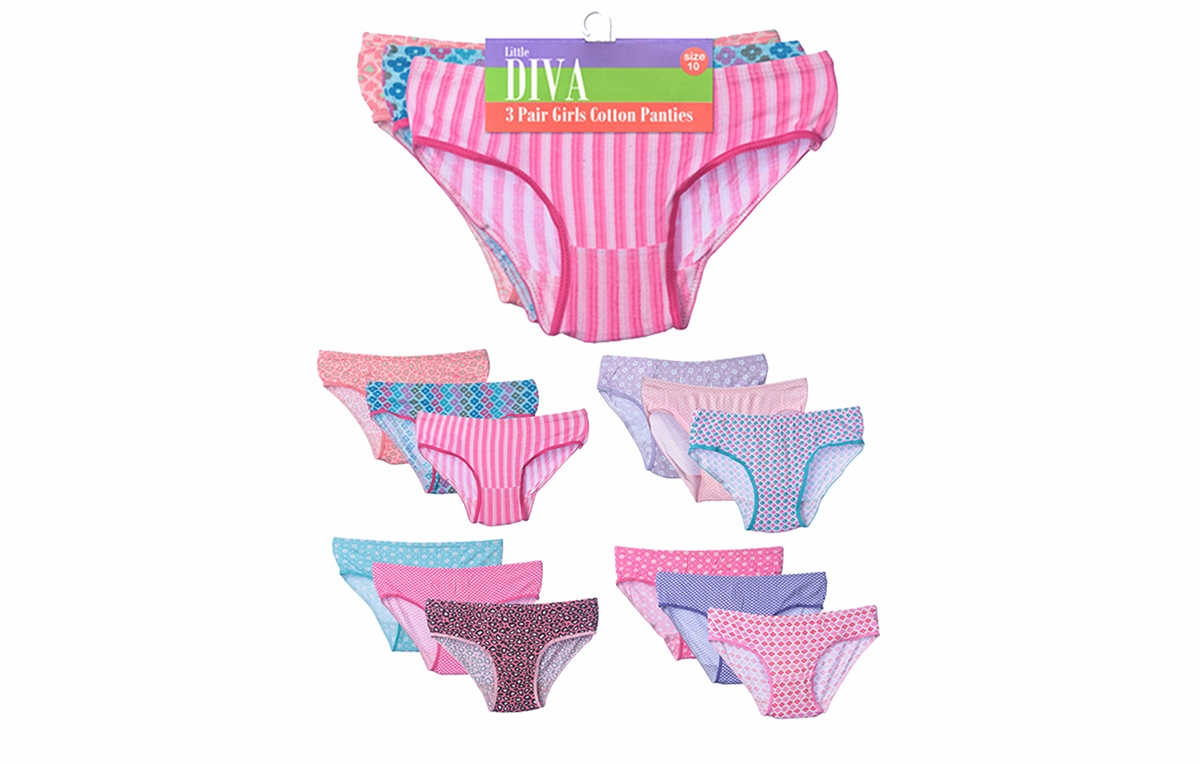 144 Pieces of Bulk Girls Cotton Panties Underwear Wholesale Lot, Colorful  Underpants for Girl Children, Homeless Shelter Donation (Solid Stripes) 