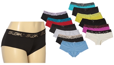 Wholesale Nylon/Spandex With Upper Lace Panties With Size Option (36 Packs)