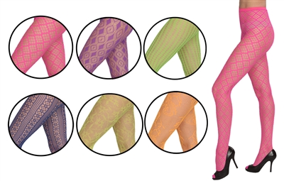 Wholesale Neon Fishnet Fashion Tights With Size Options (120 Pcs)