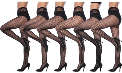 Wholesale Isadora Assorted Fashion Fishnet Tights With Size Options (120 Pcs)