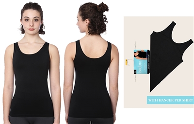 Wholesale Women's Isadora Black Scoop Neck Sports Tank Tops (48 Packs)