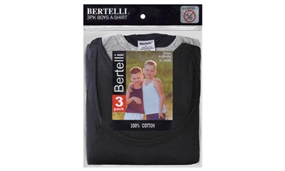 Wholesale Boys Assorted Color 3 Pack A-Shirt (20 Packs)