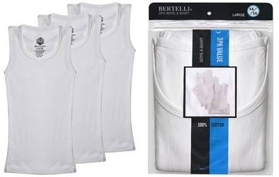 Wholesale Bertelli 3 Pack Boys A-Shirt (20 Packs)