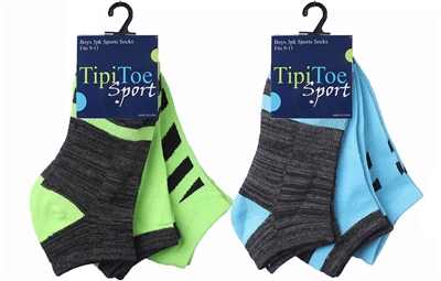 Wholesale Boy's 3 Pack Athletic Sports Cushion Socks (60 Packs)