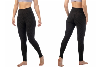 Women's Bubble Leggings in Assorted Sizes- Black (36 Packs)