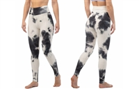 Women's Tie Dye Bubble Leggings in Assorted Sizes- White/Black (36 Packs)