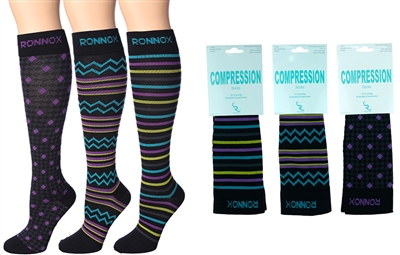 Wholesale Women's Single Pack Graduated Compression Socks (120 Packs)