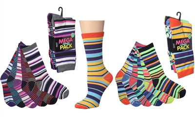 Wholesale Women's 6 Pairs Colorful Funny Cotton Crew Socks (30 packs)