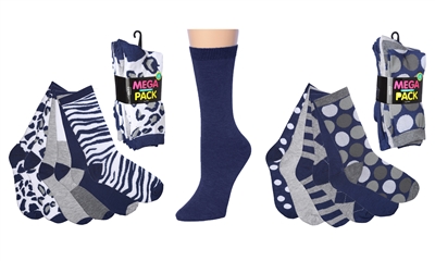 Wholesale Women's 6 Pairs Colorful Funny Cotton Crew Socks (30 packs)