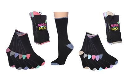 Wholesale Women's 6 Pairs Colorful Funny Cotton Crew Socks (30 packs)
