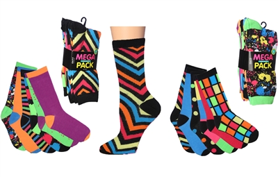 Wholesale Women's 6 Pairs Colorful Funny Cotton Crew Socks (30 packs)