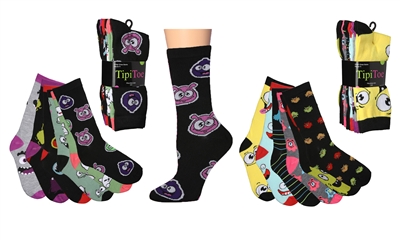 Wholesale Women's 6 Pairs Colorful Funny Cotton Crew Socks (30 packs)