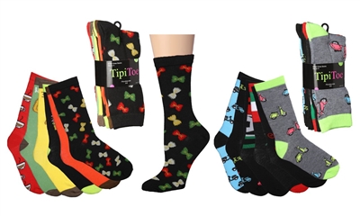 Wholesale Women's 6 Pairs Colorful Funny Cotton Crew Socks (30 packs)