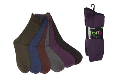Wholesale Women's 6 Pack Solid Assorted Colors Crew Socks (30 Packs)