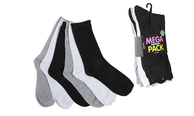 Wholesale Women's 6 Pack Solid Assorted Colors Crew Socks (30 packs)