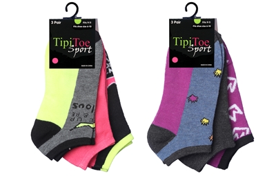 Wholesale Women's 3 Pack Novelty Patterned Cute Ankle Socks (60 Packs)