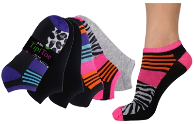 Wholesale Women's 6 Pack Novelty Patterned Cute Cotton Ankle Socks (30 Packs)