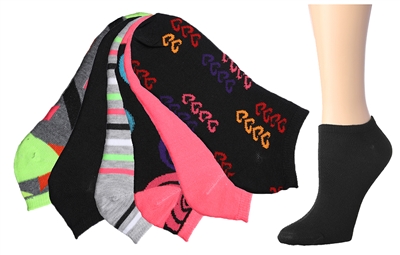 Wholesale Women's 6 Pack Novelty Patterned Cute Ankle Socks (30 Packs)