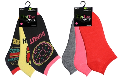 Wholesale Women's 3 Pack Novelty Patterned Cute Ankle Socks (60 Packs)