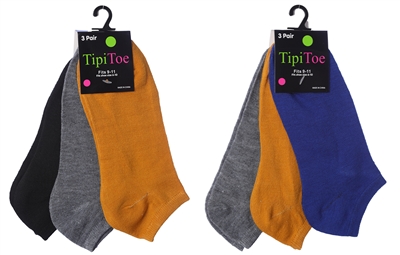 Wholesale Women's 3 Pack Solid Cute Ankle Socks (60 Packs)