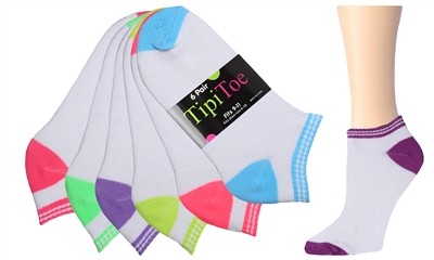 Wholesale Women's 6 Pack Assorted Colors Cotton Ankle Sock (30 Packs)